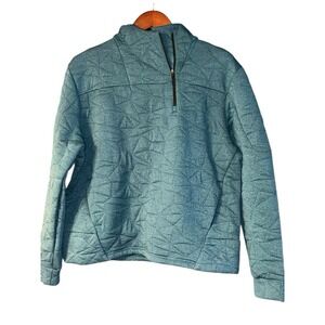 The North Face Womens Size Large Teal Quilted Pullover Hoodie Slanted 1/4 Zip